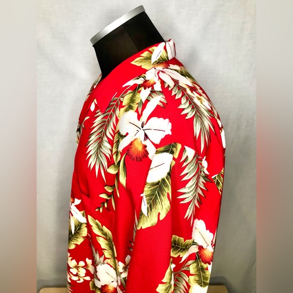 Vintage Two Palms Shirt Red Size 2XL Tiki Hawaiian Floral Palm Rayon Tropical - Picture 5 of 13